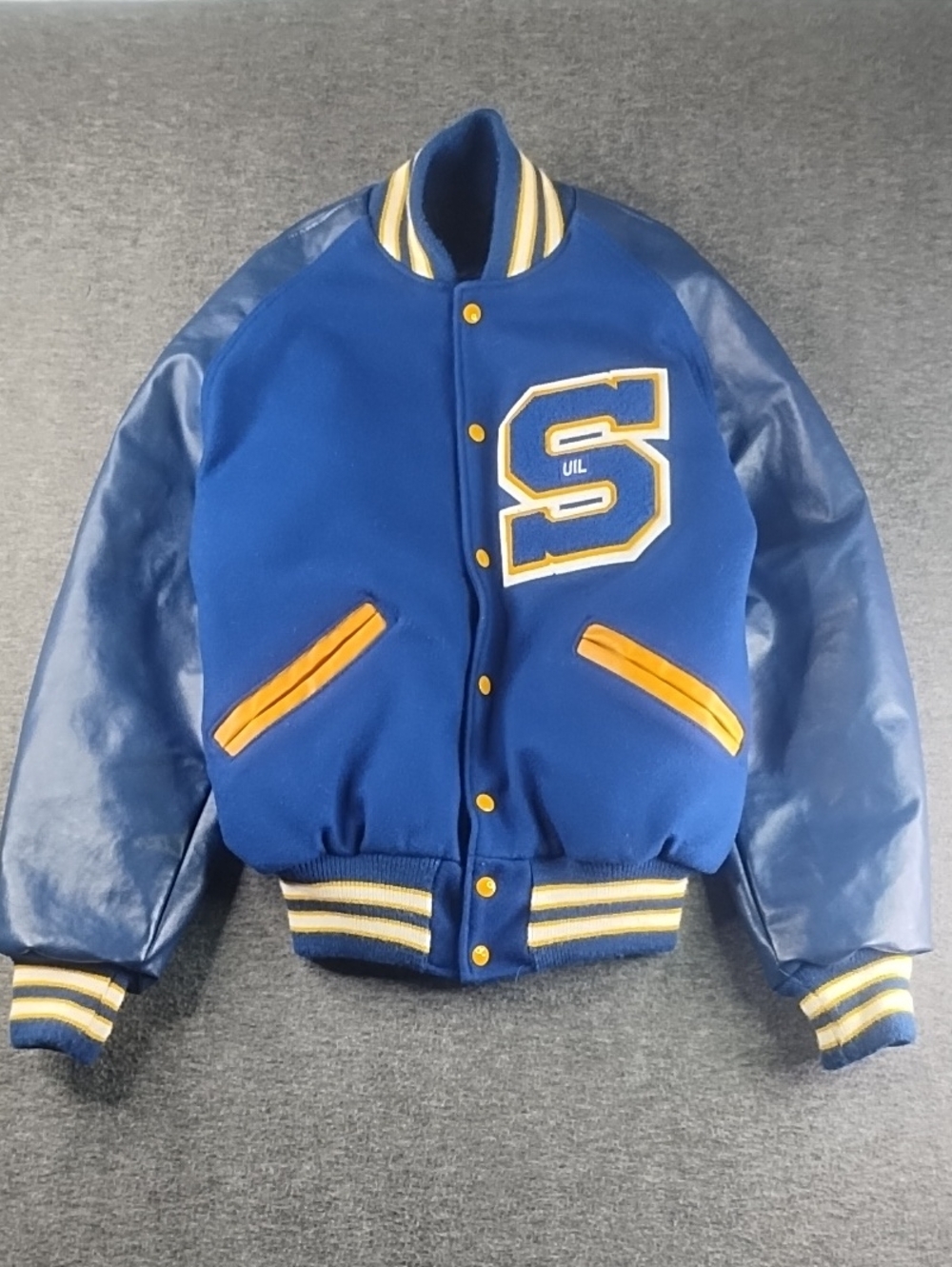 Neff Blue Jacket with Yellow & White Knit Stripe Trim